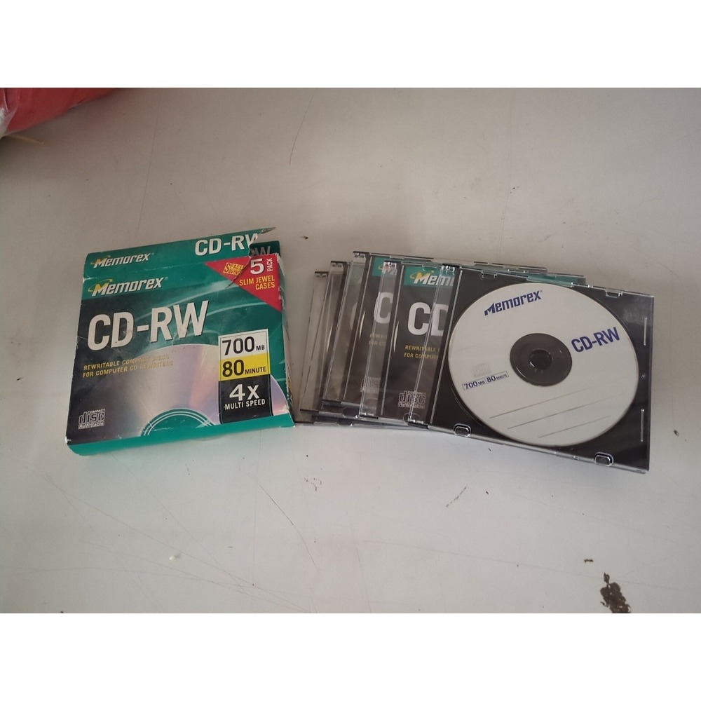Memorex /‎  700MB / 80 Min / CD-RW Disc / Box of 5 package wear